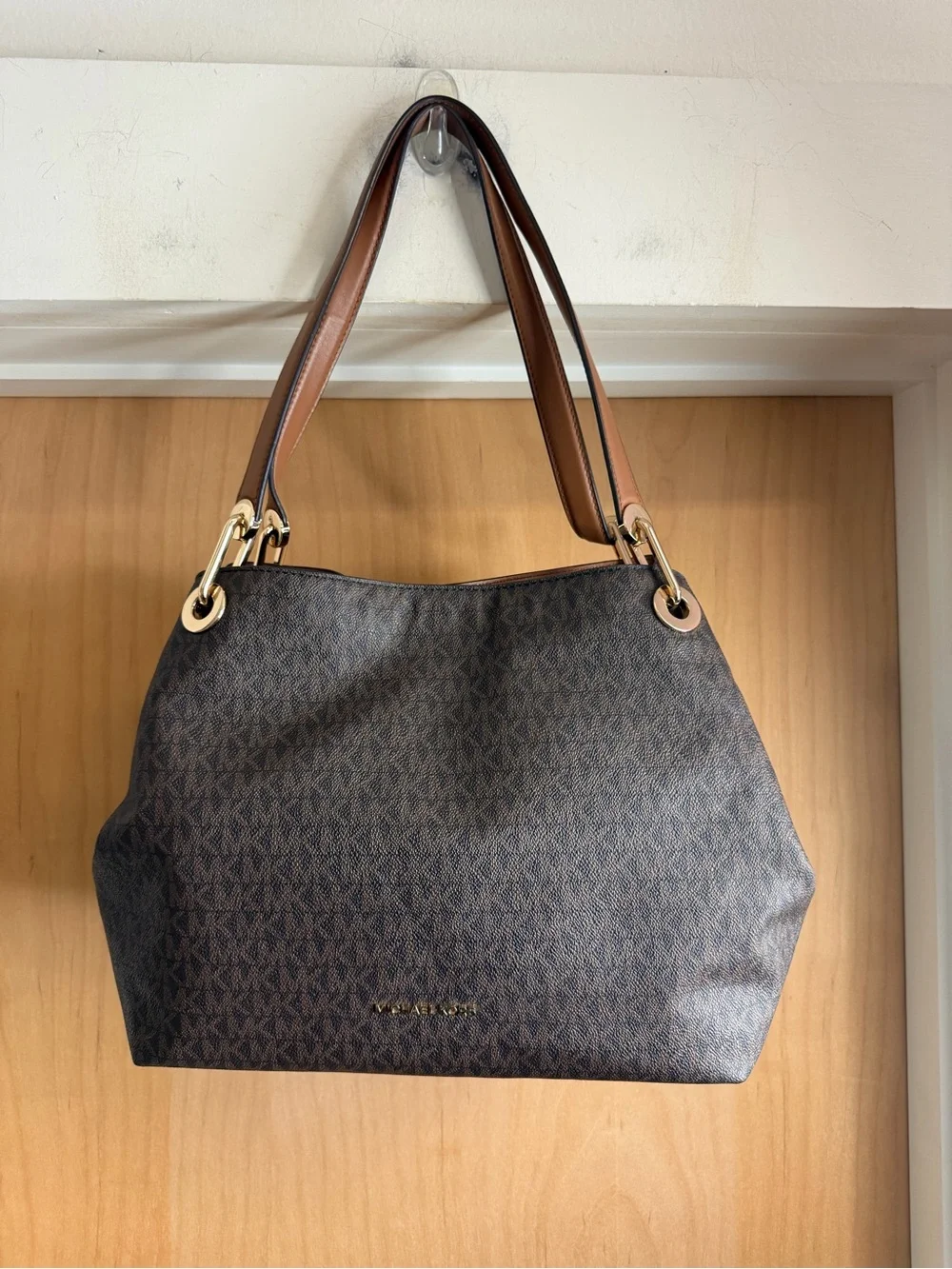 Michael Kors Women’s Brown Signature Logo Shoulder Tote Bag